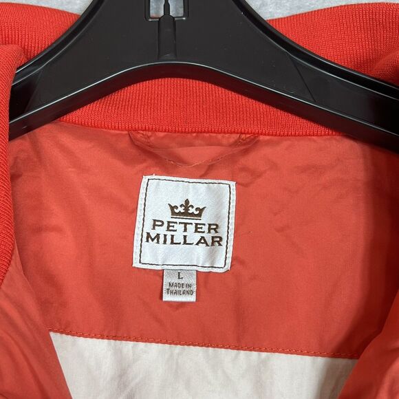 Peter Millar Jacket Full Zip Windbreaker Jacket Mens Large Orange Lined Golf - Picture 7 of 11